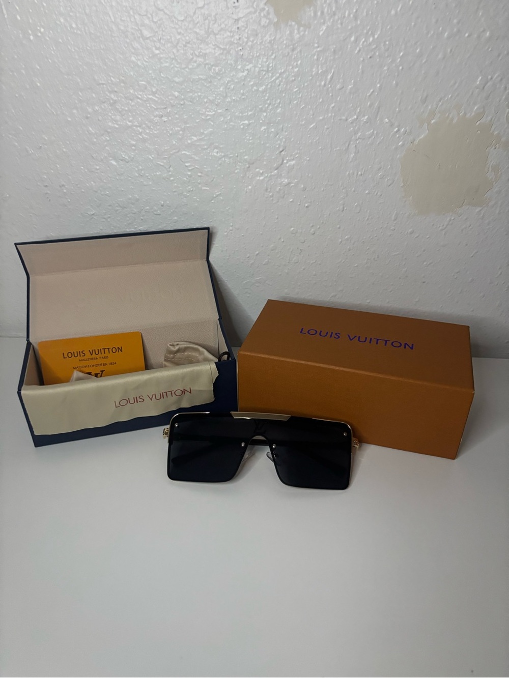 Louis Vuitton womens Black Shield Sunglasses